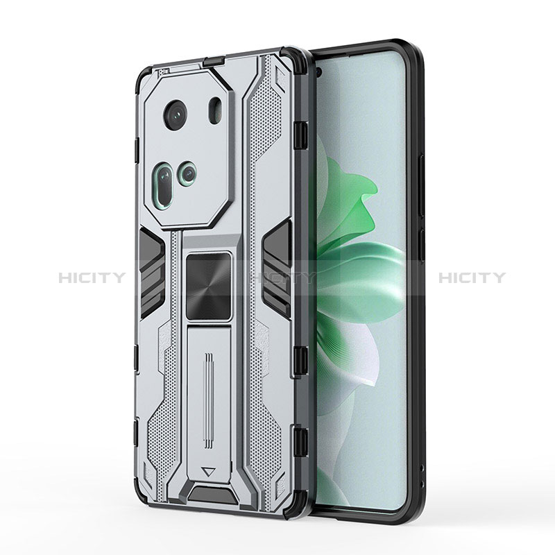 Funda Bumper Silicona y Plastico Mate Carcasa con Magnetico Soporte KC1 para Oppo Reno11 5G