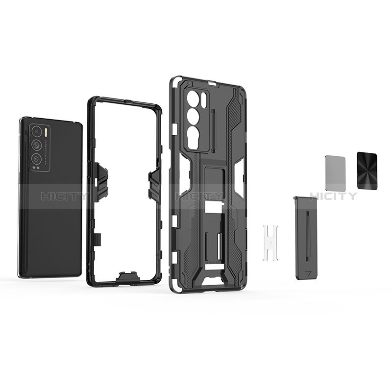 Funda Bumper Silicona y Plastico Mate Carcasa con Magnetico Soporte KC1 para Realme GT Master Explorer 5G