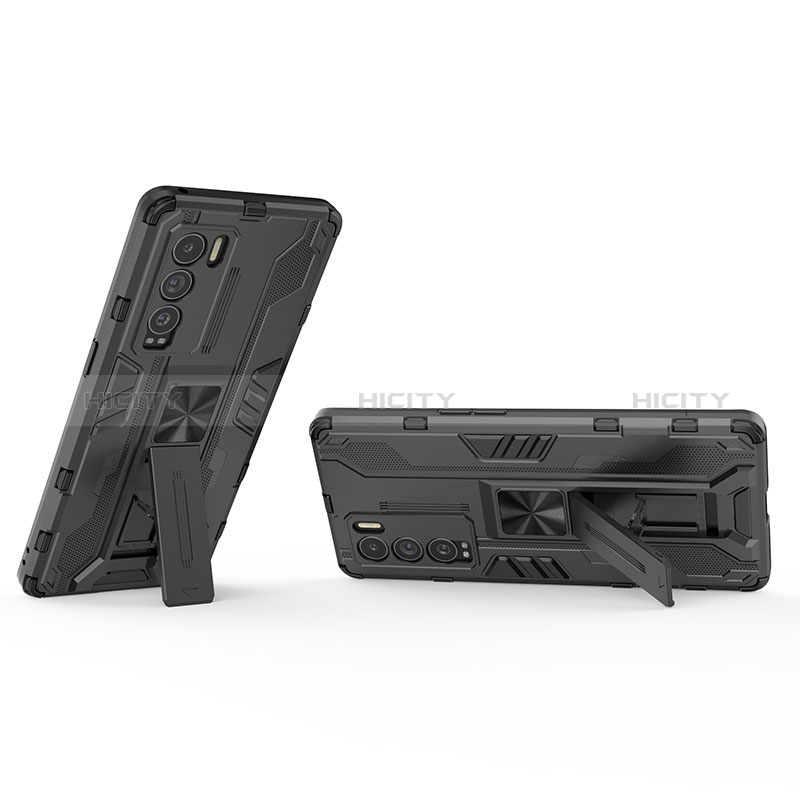 Funda Bumper Silicona y Plastico Mate Carcasa con Magnetico Soporte KC1 para Realme GT Master Explorer 5G