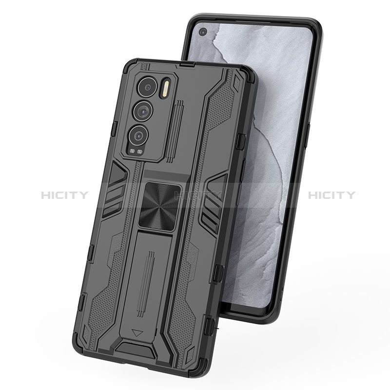 Funda Bumper Silicona y Plastico Mate Carcasa con Magnetico Soporte KC1 para Realme GT Master Explorer 5G