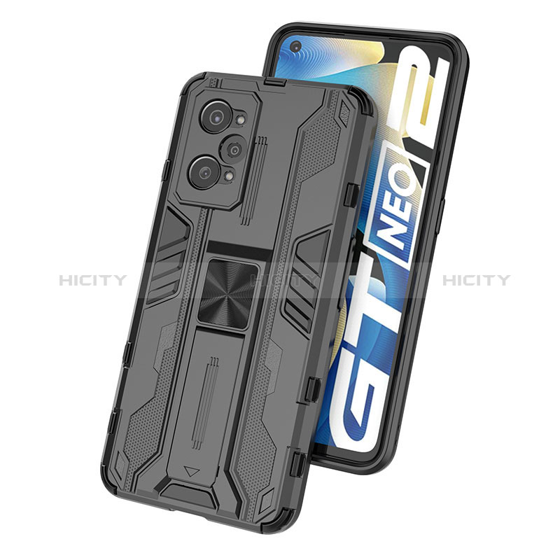 Funda Bumper Silicona y Plastico Mate Carcasa con Magnetico Soporte KC1 para Realme GT Neo 3T 5G