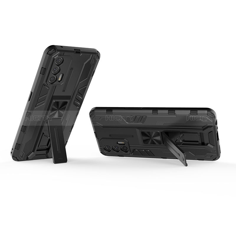 Funda Bumper Silicona y Plastico Mate Carcasa con Magnetico Soporte KC1 para Realme GT Neo 5G