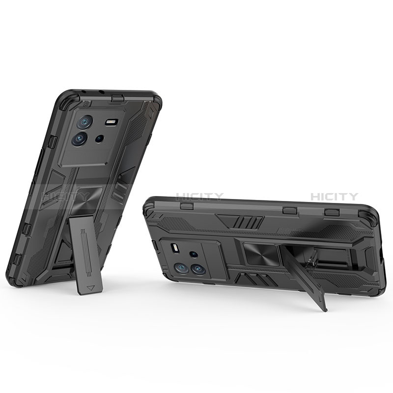 Funda Bumper Silicona y Plastico Mate Carcasa con Magnetico Soporte KC1 para Vivo iQOO Neo6 SE 5G