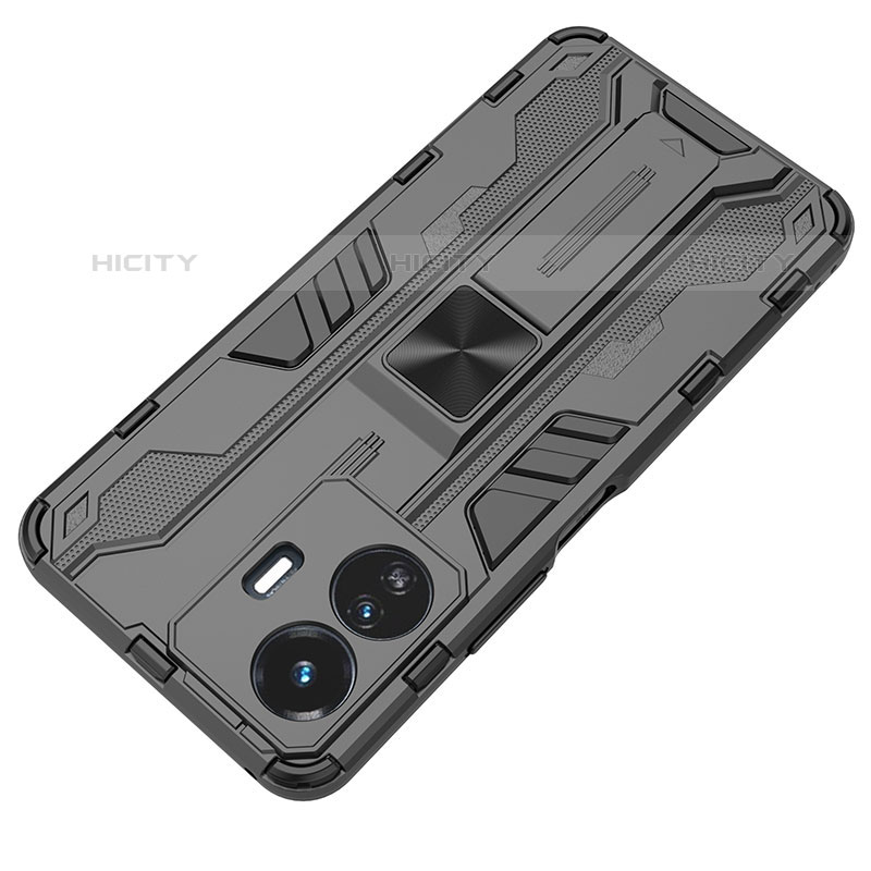 Funda Bumper Silicona y Plastico Mate Carcasa con Magnetico Soporte KC1 para Vivo iQOO Z6 Lite 5G