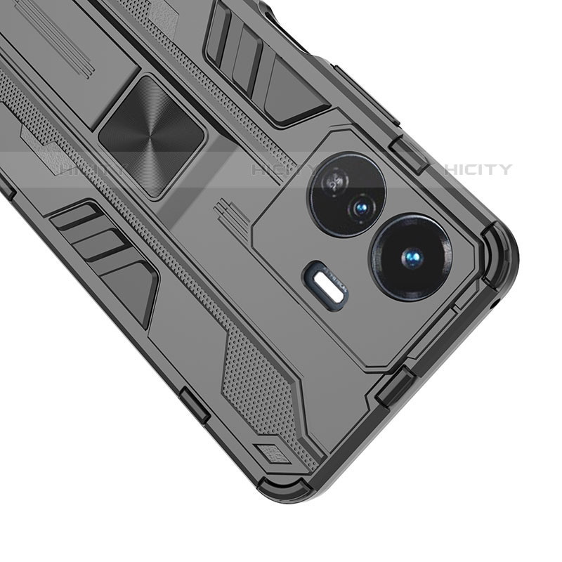 Funda Bumper Silicona y Plastico Mate Carcasa con Magnetico Soporte KC1 para Vivo iQOO Z6 Lite 5G