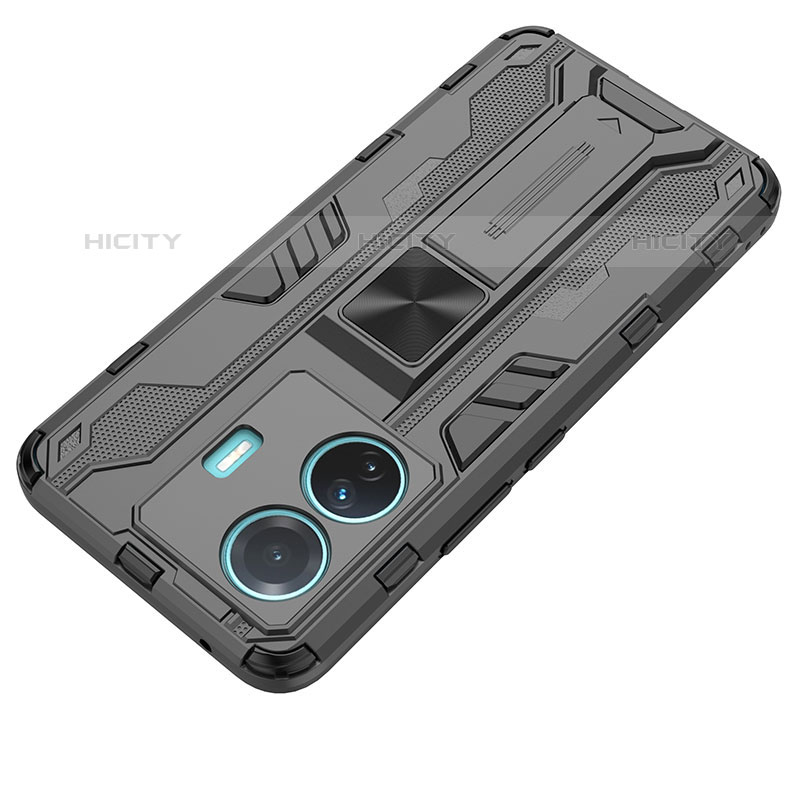 Funda Bumper Silicona y Plastico Mate Carcasa con Magnetico Soporte KC1 para Vivo iQOO Z6 Pro 5G