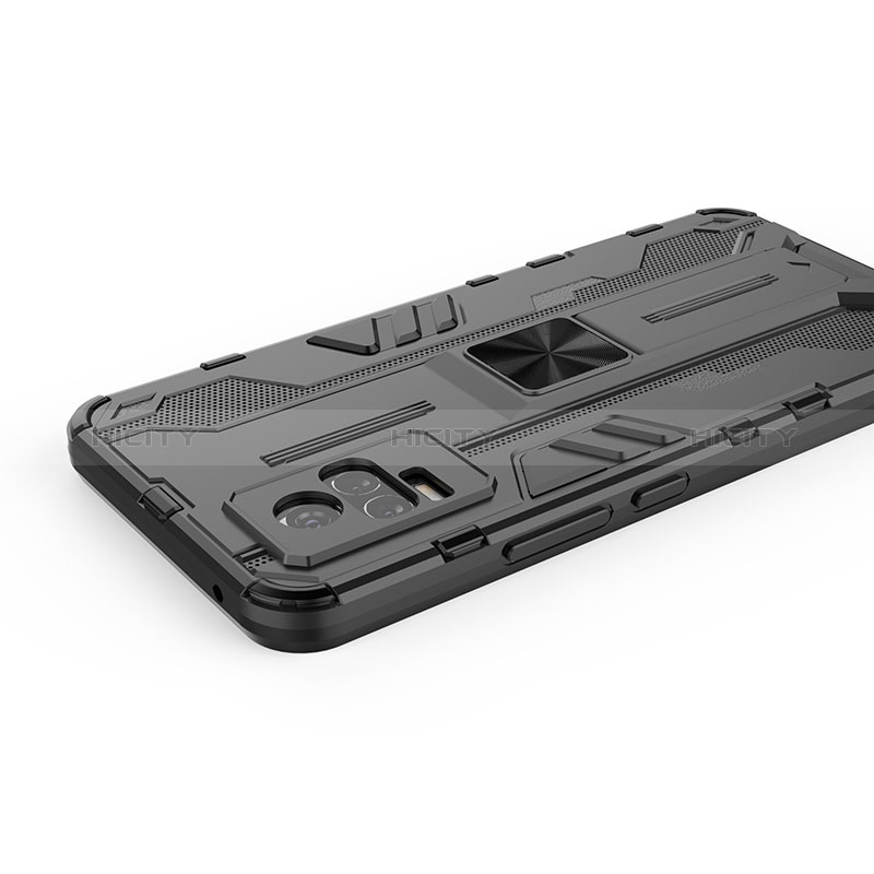 Funda Bumper Silicona y Plastico Mate Carcasa con Magnetico Soporte KC1 para Vivo V21e 4G