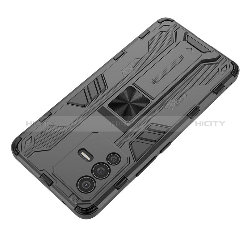 Funda Bumper Silicona y Plastico Mate Carcasa con Magnetico Soporte KC1 para Vivo V23 Pro 5G