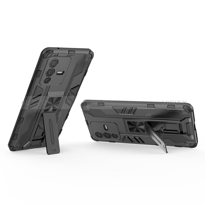 Funda Bumper Silicona y Plastico Mate Carcasa con Magnetico Soporte KC1 para Vivo V23 Pro 5G