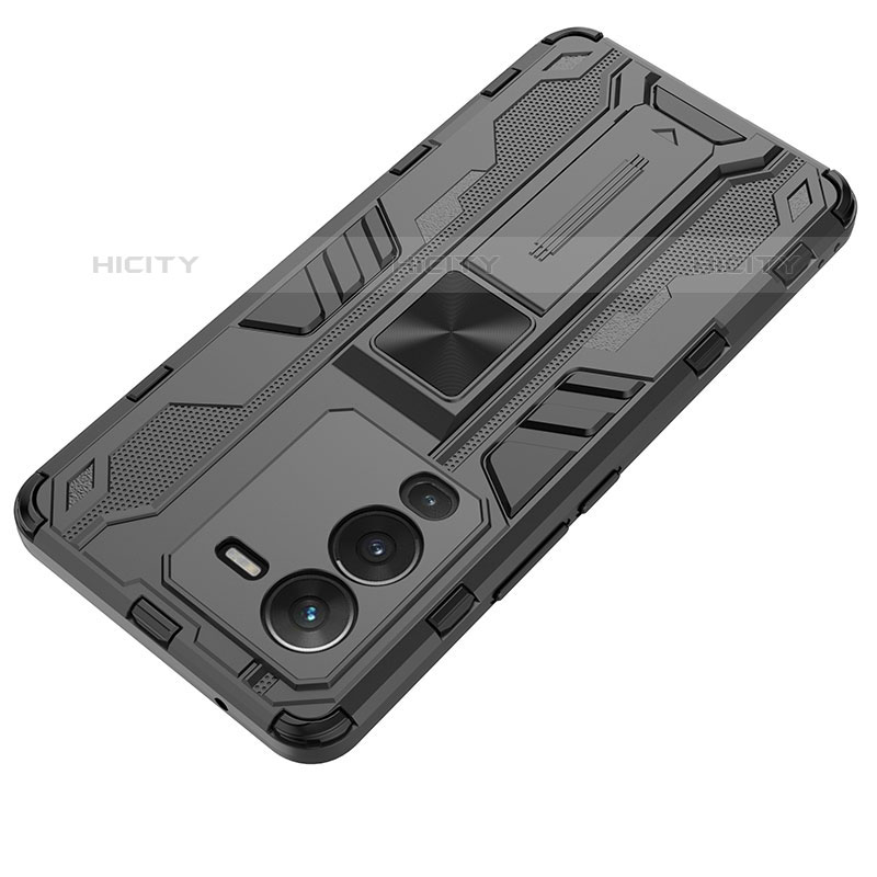 Funda Bumper Silicona y Plastico Mate Carcasa con Magnetico Soporte KC1 para Vivo V25 Pro 5G