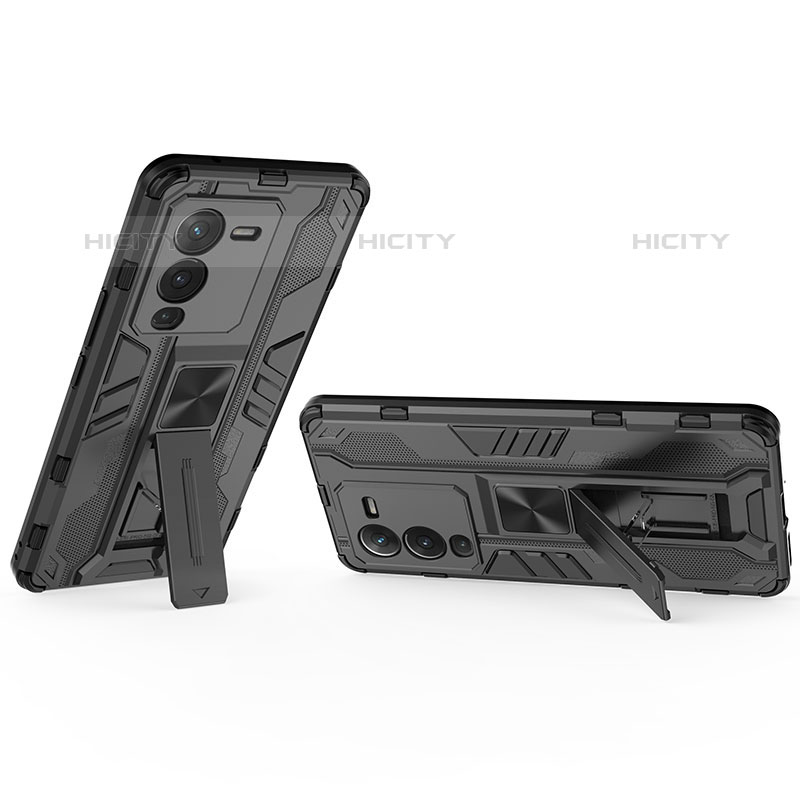 Funda Bumper Silicona y Plastico Mate Carcasa con Magnetico Soporte KC1 para Vivo V25 Pro 5G