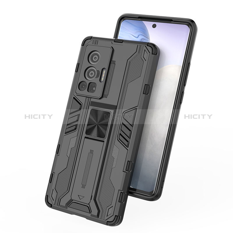 Funda Bumper Silicona y Plastico Mate Carcasa con Magnetico Soporte KC1 para Vivo X70 Pro 5G