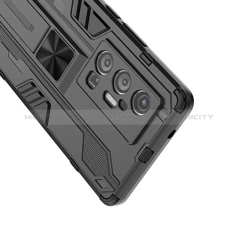 Funda Bumper Silicona y Plastico Mate Carcasa con Magnetico Soporte KC1 para Vivo X70 Pro+ Plus 5G