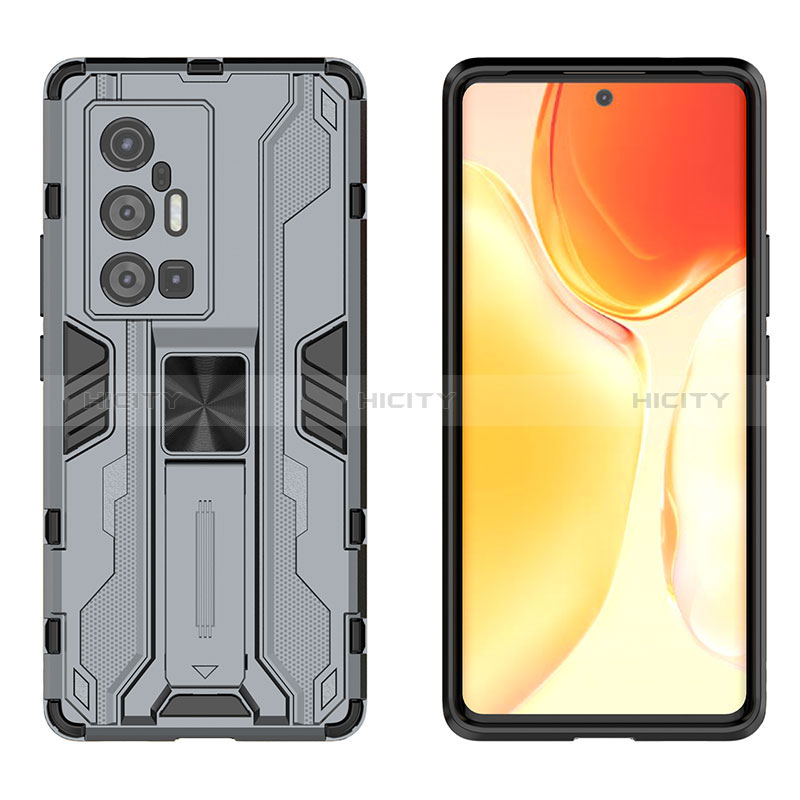 Funda Bumper Silicona y Plastico Mate Carcasa con Magnetico Soporte KC1 para Vivo X70 Pro+ Plus 5G