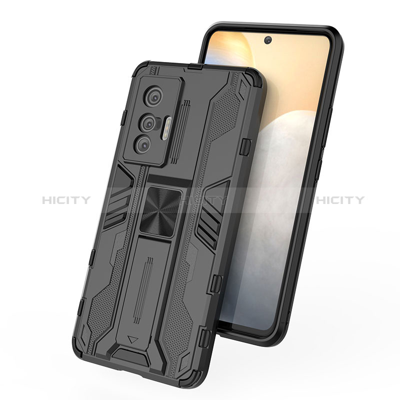 Funda Bumper Silicona y Plastico Mate Carcasa con Magnetico Soporte KC1 para Vivo X70t