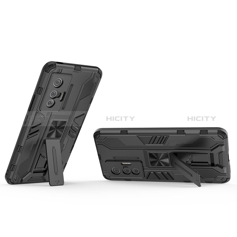 Funda Bumper Silicona y Plastico Mate Carcasa con Magnetico Soporte KC1 para Vivo X70t