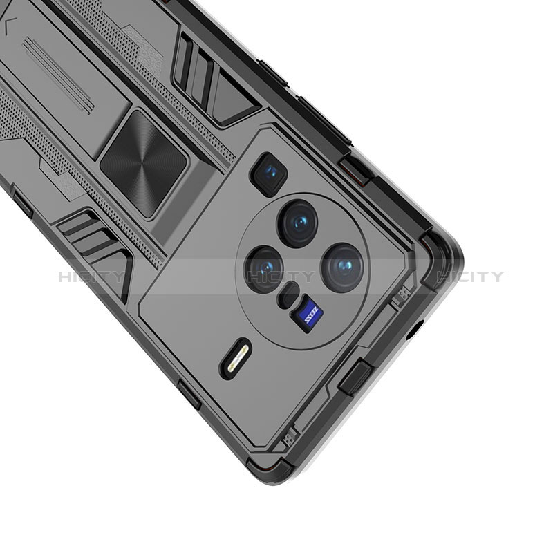 Funda Bumper Silicona y Plastico Mate Carcasa con Magnetico Soporte KC1 para Vivo X80 Pro 5G