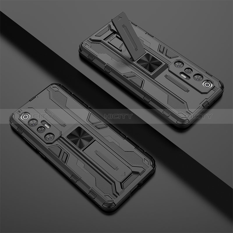 Funda Bumper Silicona y Plastico Mate Carcasa con Magnetico Soporte KC1 para Xiaomi Mi 10S 5G