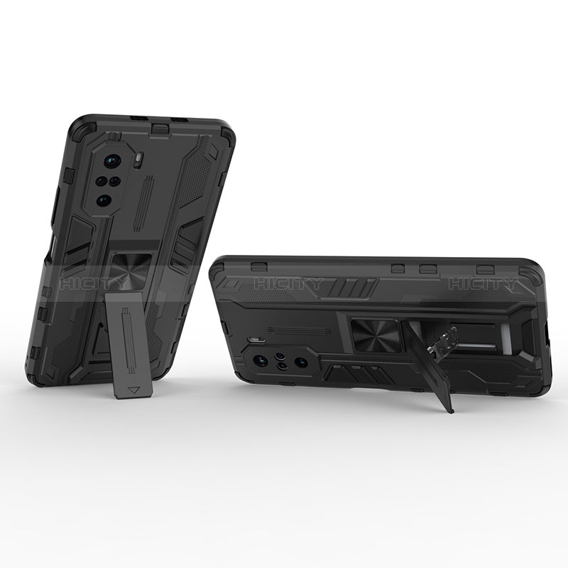 Funda Bumper Silicona y Plastico Mate Carcasa con Magnetico Soporte KC1 para Xiaomi Mi 11i 5G