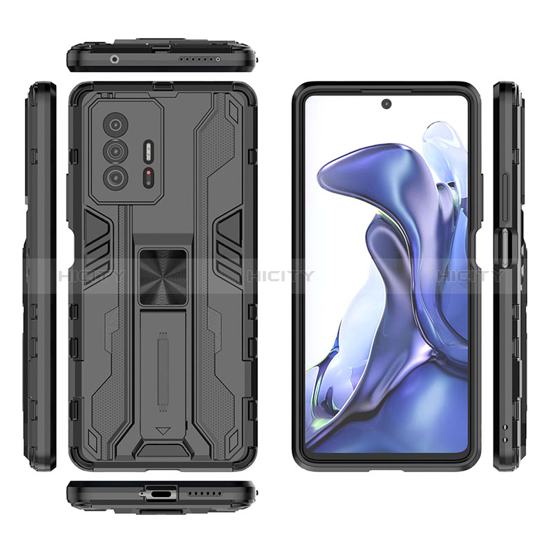 Funda Bumper Silicona y Plastico Mate Carcasa con Magnetico Soporte KC1 para Xiaomi Mi 11T 5G