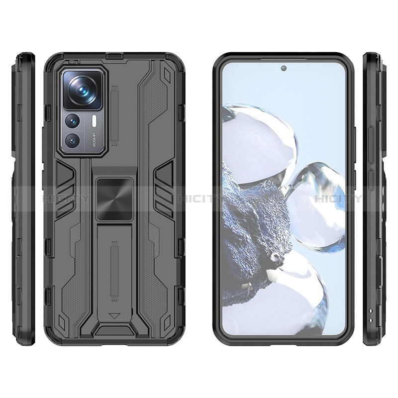 Funda Bumper Silicona y Plastico Mate Carcasa con Magnetico Soporte KC1 para Xiaomi Mi 12T Pro 5G