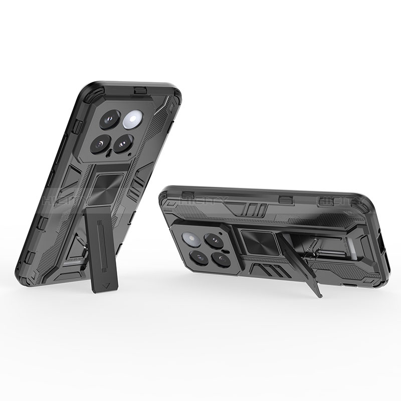 Funda Bumper Silicona y Plastico Mate Carcasa con Magnetico Soporte KC1 para Xiaomi Mi 14 5G