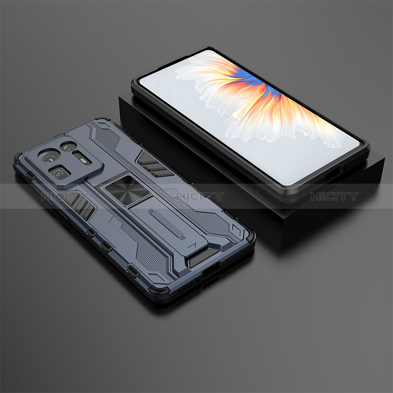 Funda Bumper Silicona y Plastico Mate Carcasa con Magnetico Soporte KC1 para Xiaomi Mi Mix 4 5G Azul