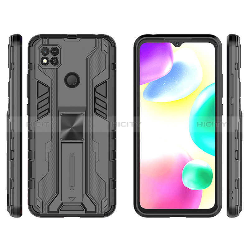 Funda Bumper Silicona y Plastico Mate Carcasa con Magnetico Soporte KC1 para Xiaomi POCO C3