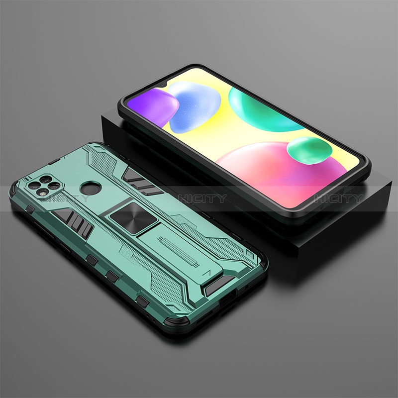 Funda Bumper Silicona y Plastico Mate Carcasa con Magnetico Soporte KC1 para Xiaomi POCO C3