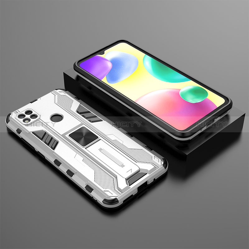 Funda Bumper Silicona y Plastico Mate Carcasa con Magnetico Soporte KC1 para Xiaomi POCO C3