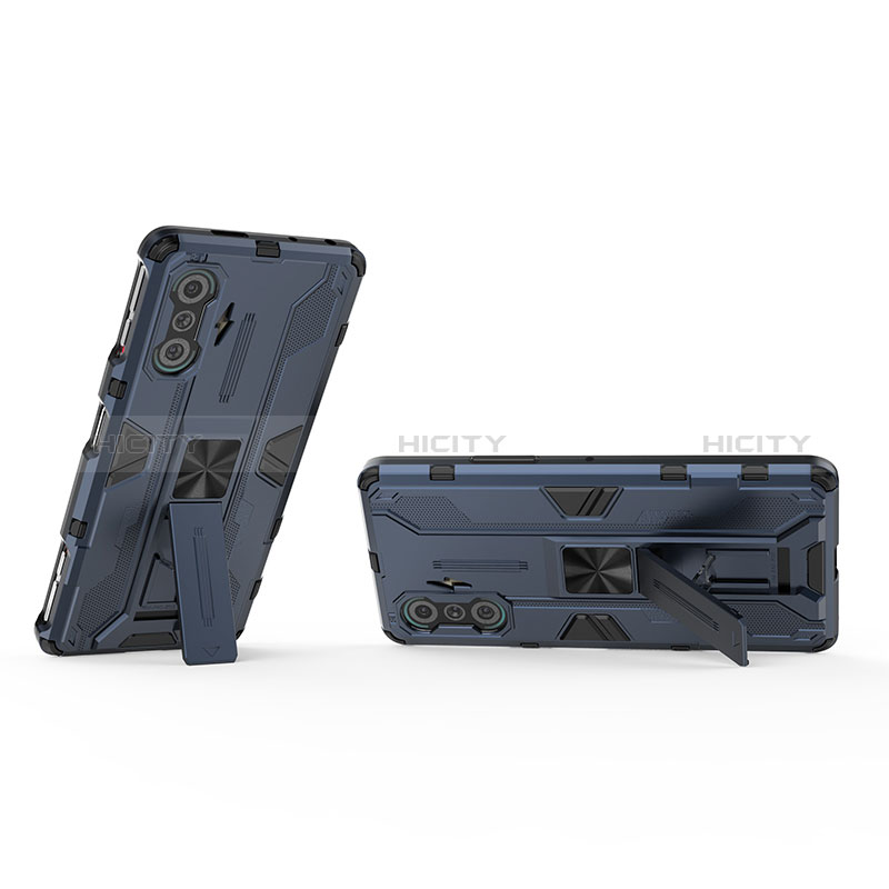 Funda Bumper Silicona y Plastico Mate Carcasa con Magnetico Soporte KC1 para Xiaomi Poco F3 GT 5G