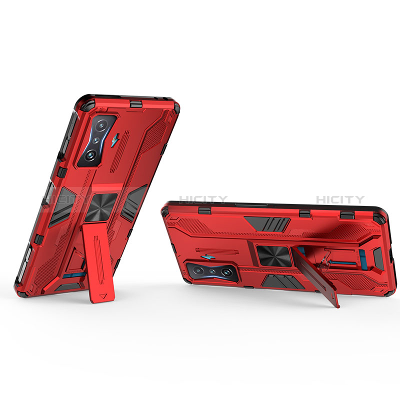 Funda Bumper Silicona y Plastico Mate Carcasa con Magnetico Soporte KC1 para Xiaomi Poco F4 GT 5G