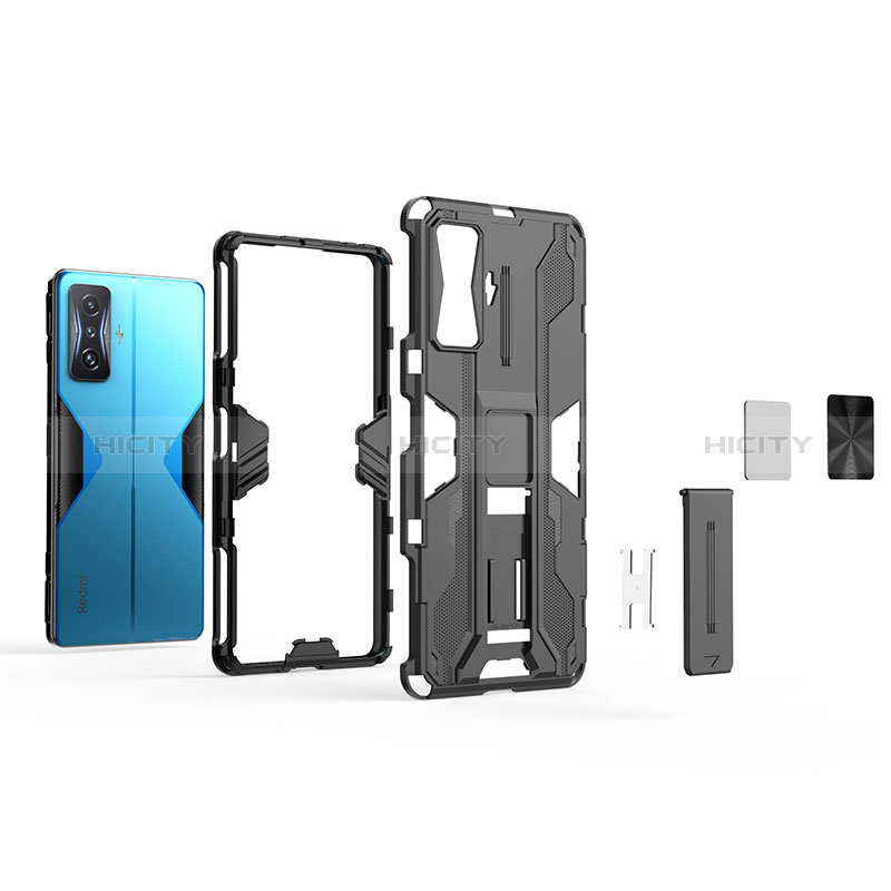 Funda Bumper Silicona y Plastico Mate Carcasa con Magnetico Soporte KC1 para Xiaomi Poco F4 GT 5G