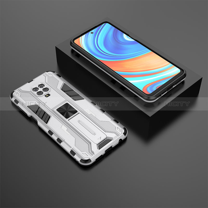 Funda Bumper Silicona y Plastico Mate Carcasa con Magnetico Soporte KC1 para Xiaomi Poco M2 Pro