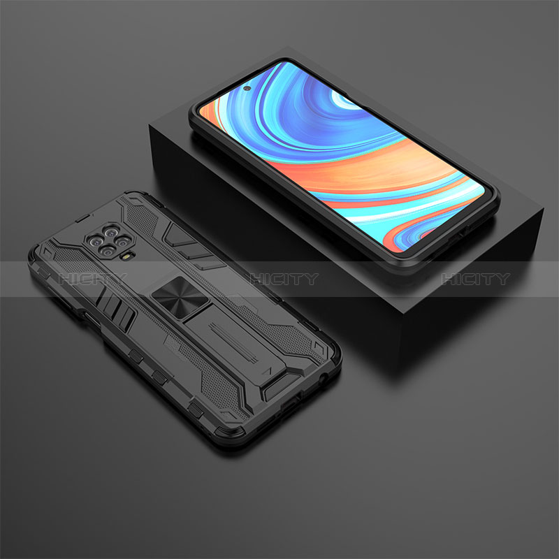 Funda Bumper Silicona y Plastico Mate Carcasa con Magnetico Soporte KC1 para Xiaomi Poco M2 Pro