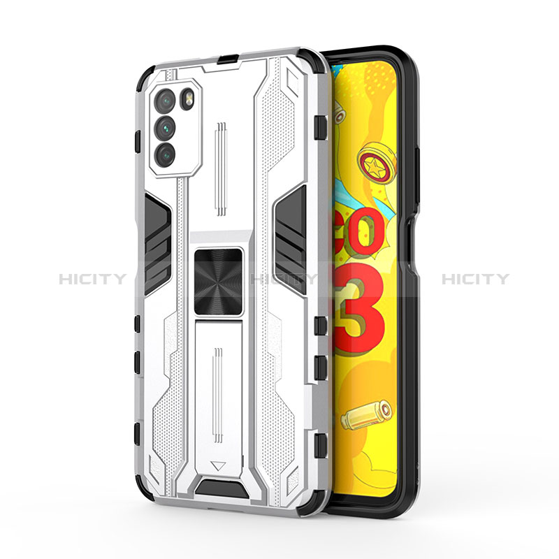 Funda Bumper Silicona y Plastico Mate Carcasa con Magnetico Soporte KC1 para Xiaomi Poco M3