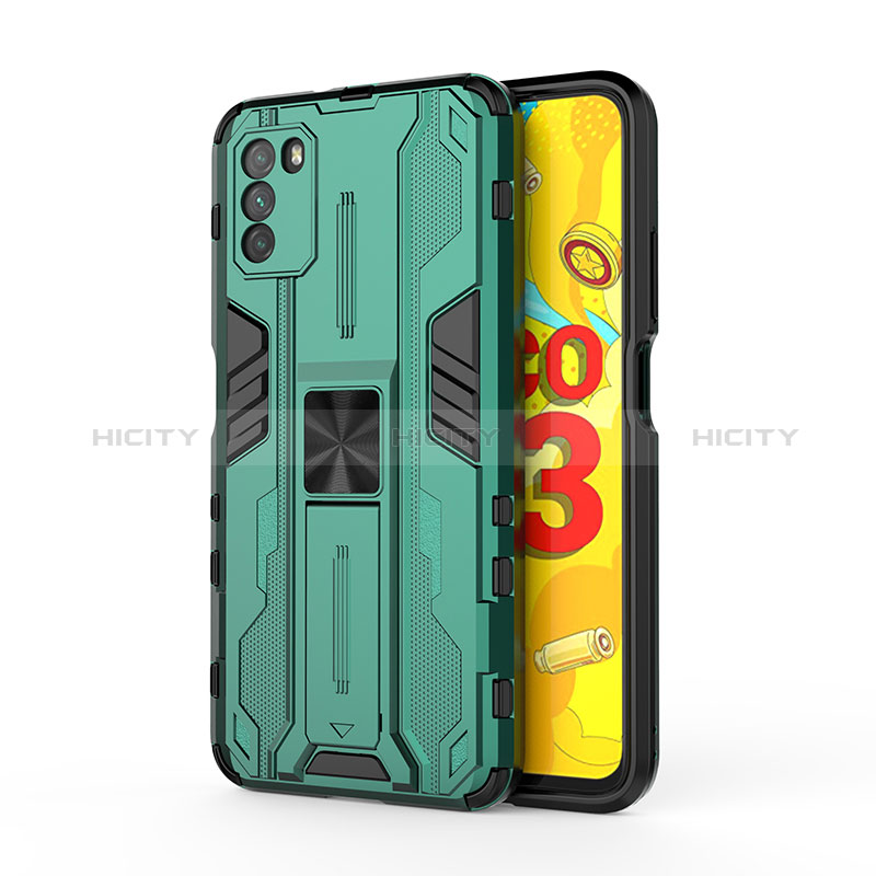 Funda Bumper Silicona y Plastico Mate Carcasa con Magnetico Soporte KC1 para Xiaomi Poco M3