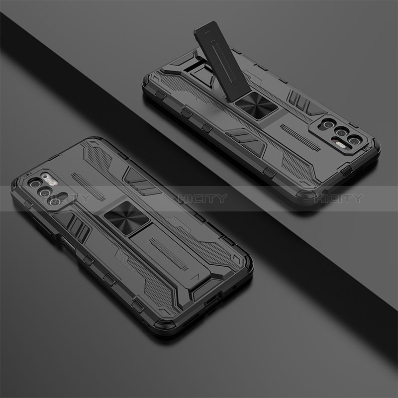 Funda Bumper Silicona y Plastico Mate Carcasa con Magnetico Soporte KC1 para Xiaomi POCO M3 Pro 5G