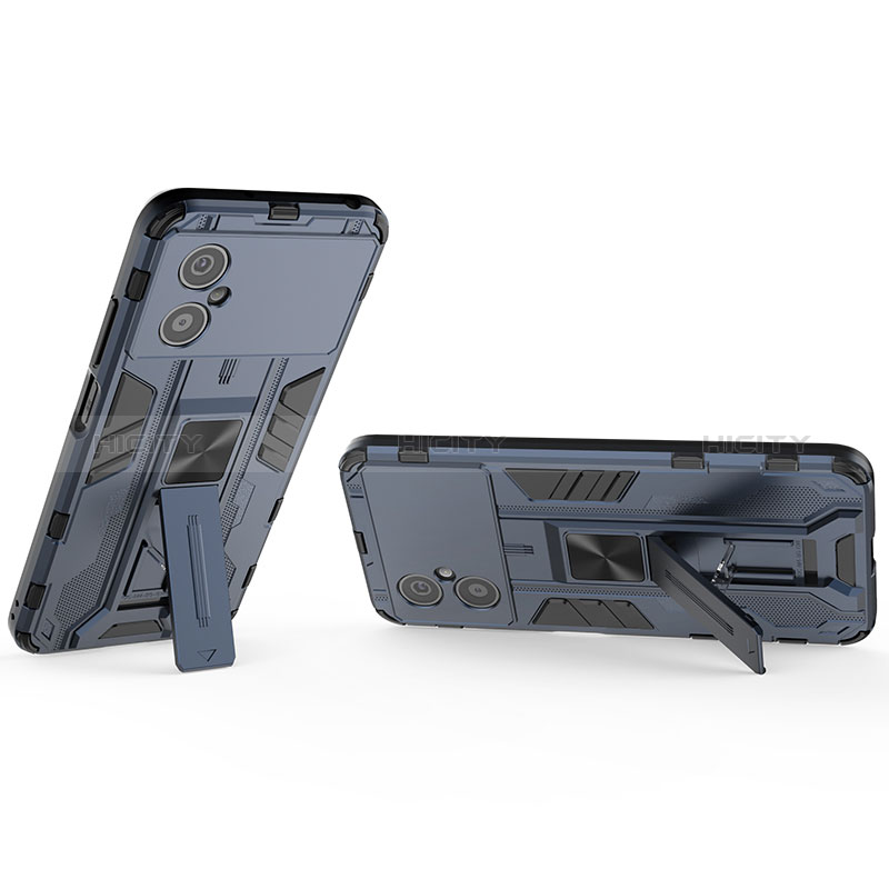 Funda Bumper Silicona y Plastico Mate Carcasa con Magnetico Soporte KC1 para Xiaomi Poco M4 5G