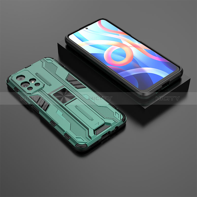 Funda Bumper Silicona y Plastico Mate Carcasa con Magnetico Soporte KC1 para Xiaomi Poco M4 Pro 5G