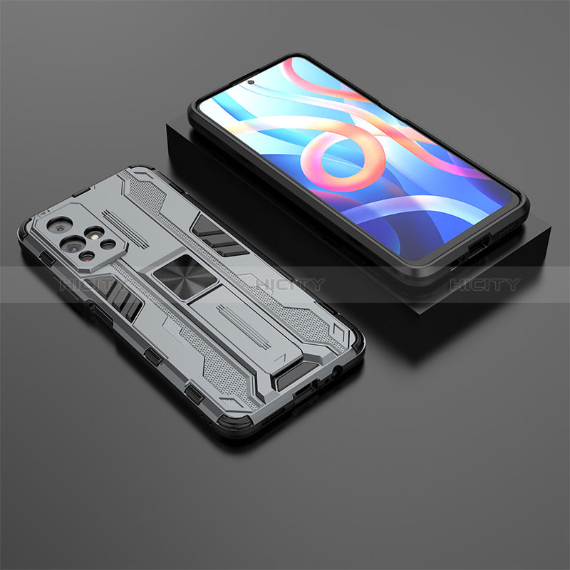 Funda Bumper Silicona y Plastico Mate Carcasa con Magnetico Soporte KC1 para Xiaomi Poco M4 Pro 5G