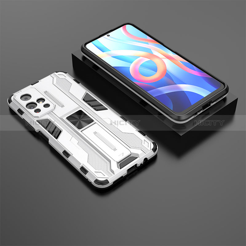 Funda Bumper Silicona y Plastico Mate Carcasa con Magnetico Soporte KC1 para Xiaomi Poco M4 Pro 5G