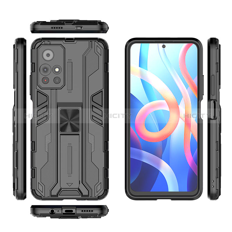 Funda Bumper Silicona y Plastico Mate Carcasa con Magnetico Soporte KC1 para Xiaomi Poco M4 Pro 5G