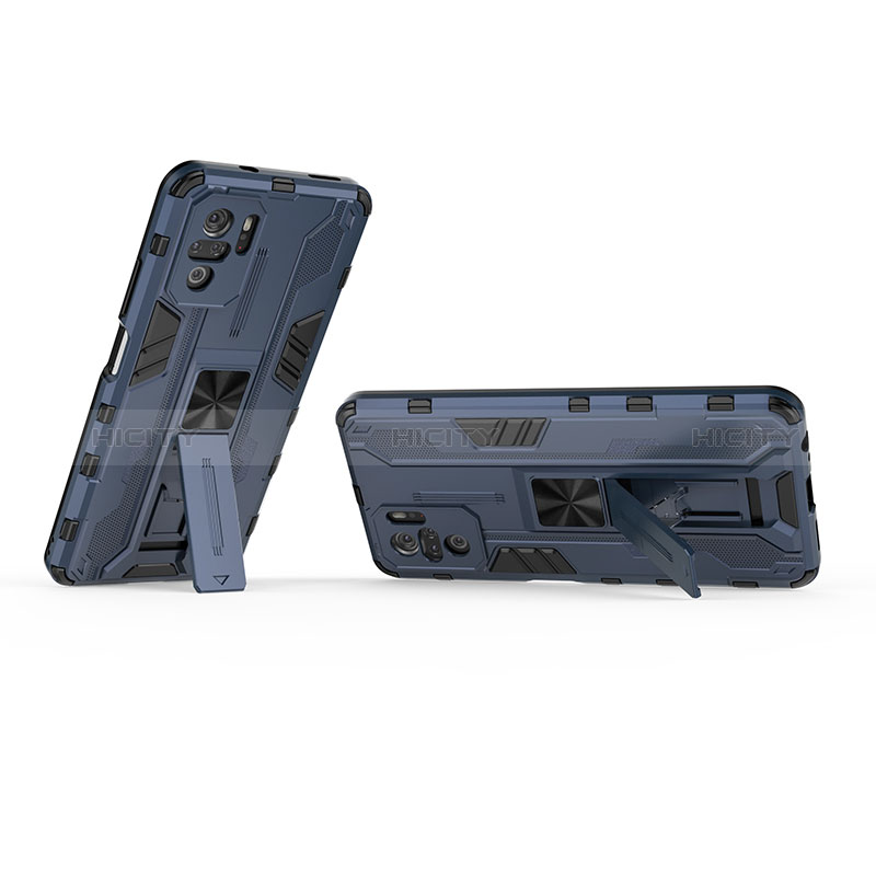 Funda Bumper Silicona y Plastico Mate Carcasa con Magnetico Soporte KC1 para Xiaomi Poco M5S