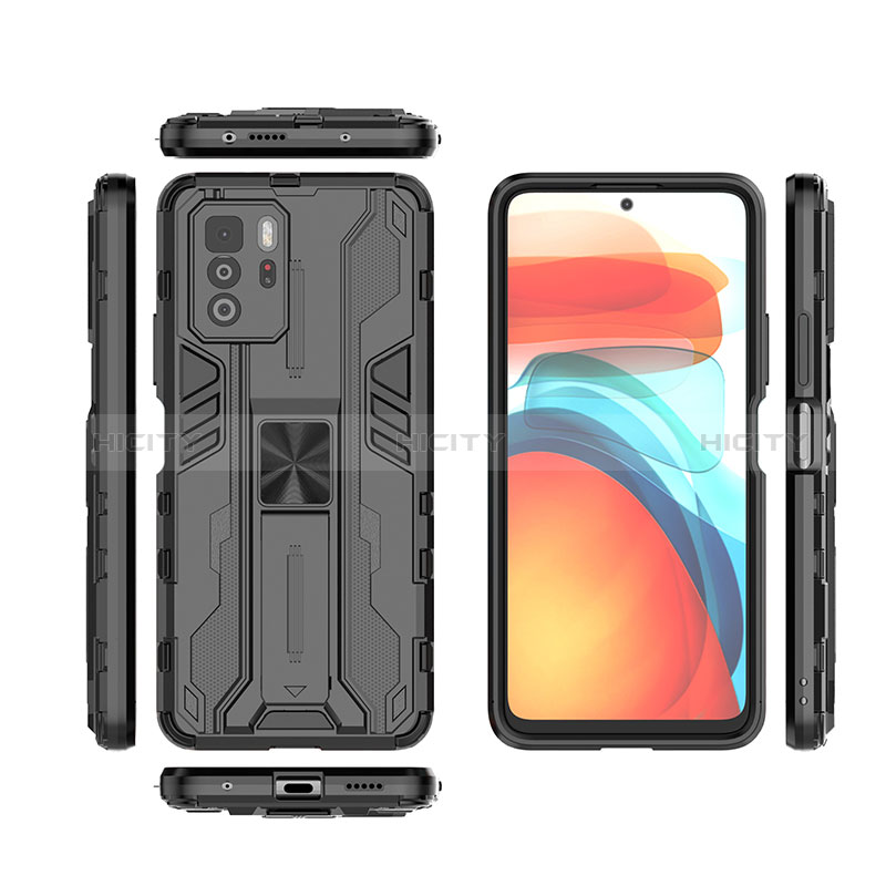 Funda Bumper Silicona y Plastico Mate Carcasa con Magnetico Soporte KC1 para Xiaomi Poco X3 GT 5G