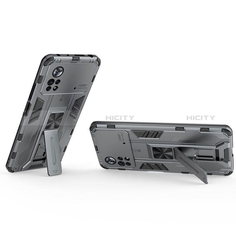 Funda Bumper Silicona y Plastico Mate Carcasa con Magnetico Soporte KC1 para Xiaomi Poco X4 Pro 5G