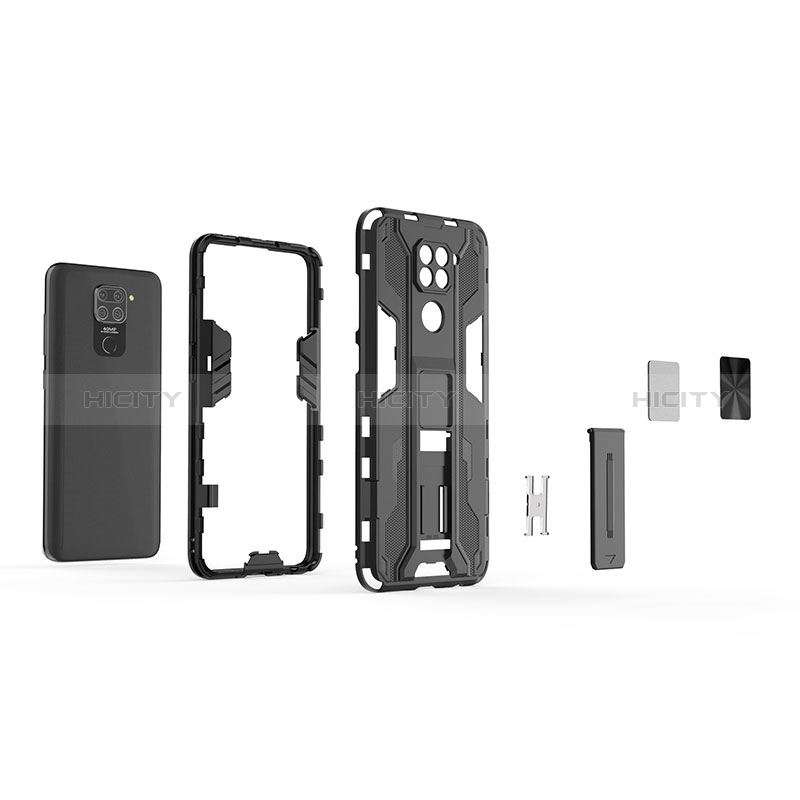 Funda Bumper Silicona y Plastico Mate Carcasa con Magnetico Soporte KC1 para Xiaomi Redmi 10X 4G