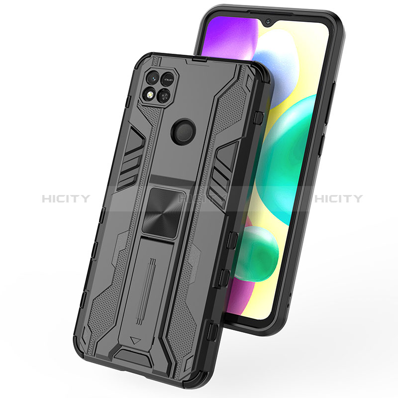 Funda Bumper Silicona y Plastico Mate Carcasa con Magnetico Soporte KC1 para Xiaomi Redmi 9 Activ