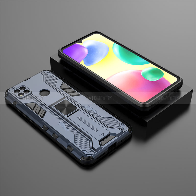 Funda Bumper Silicona y Plastico Mate Carcasa con Magnetico Soporte KC1 para Xiaomi Redmi 9 India