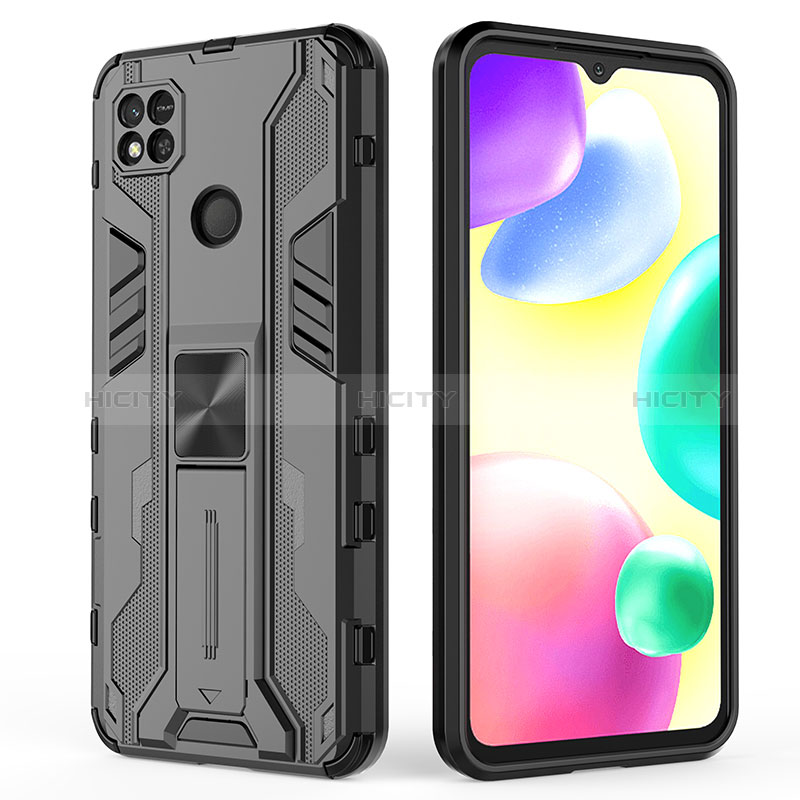 Funda Bumper Silicona y Plastico Mate Carcasa con Magnetico Soporte KC1 para Xiaomi Redmi 9 India